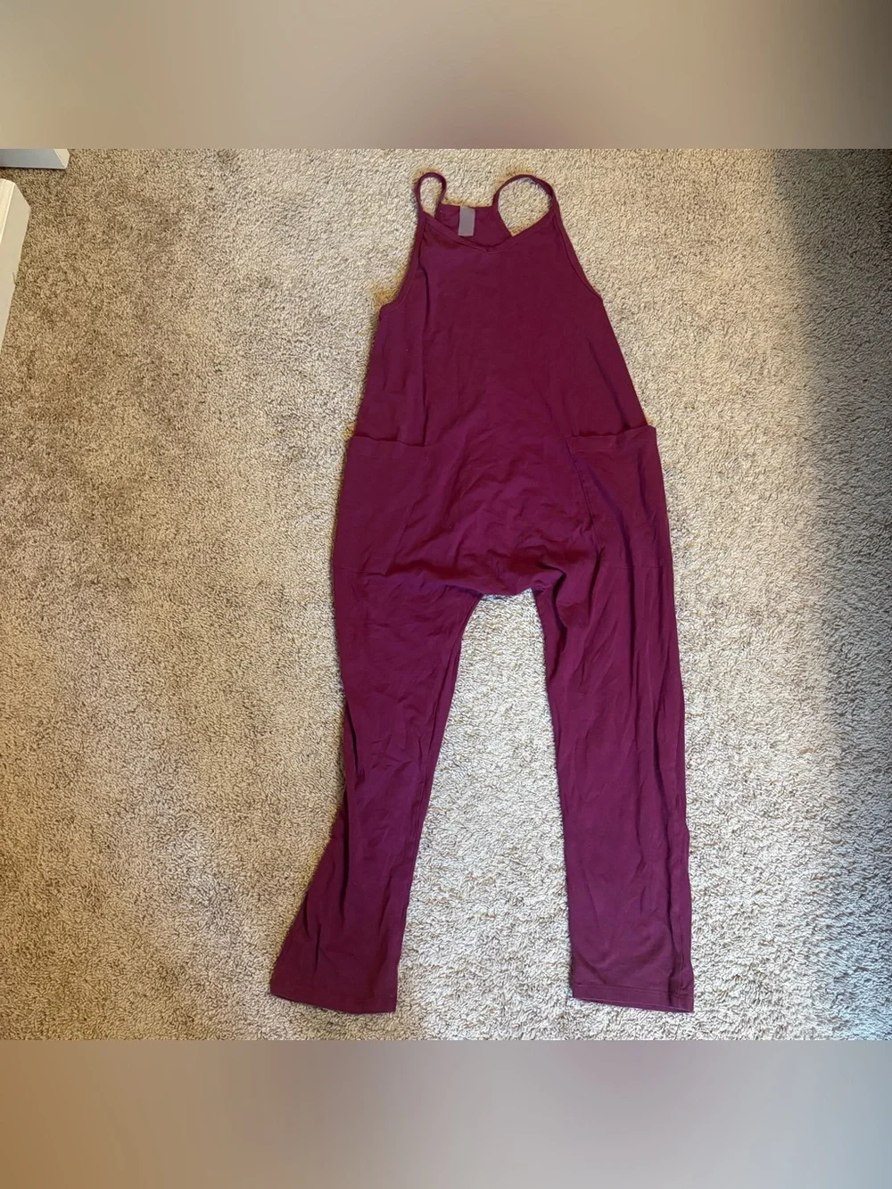 Girls Maroon Sleeveless Jumpsuit